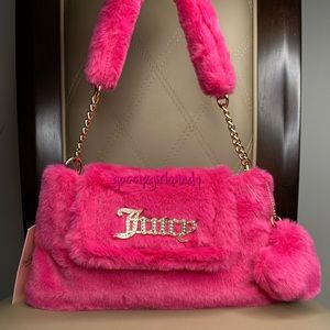 Juicy Couture Hot Pink Fluffy Faux Fur Shoulder Bag